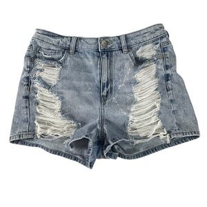 American Eagle Mom Shorts Size 8 Distressed High Rise Comfort Stretch Denim AEO